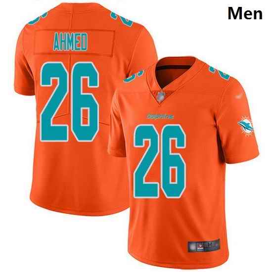 Nike Miami Dolphins 26 Salvon Ahmed Orange Men Stitched NFL Limited Inverted Legend Jersey